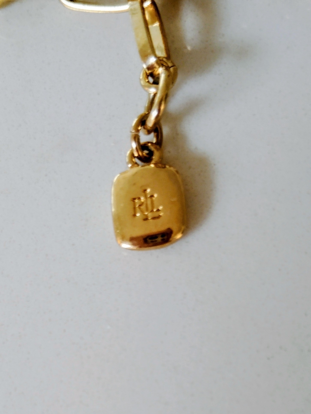 Lauren Ralph Lauren Gold-tone Paperclip Link Necklace with Turquoise Color Stone - Picture 6 of 7